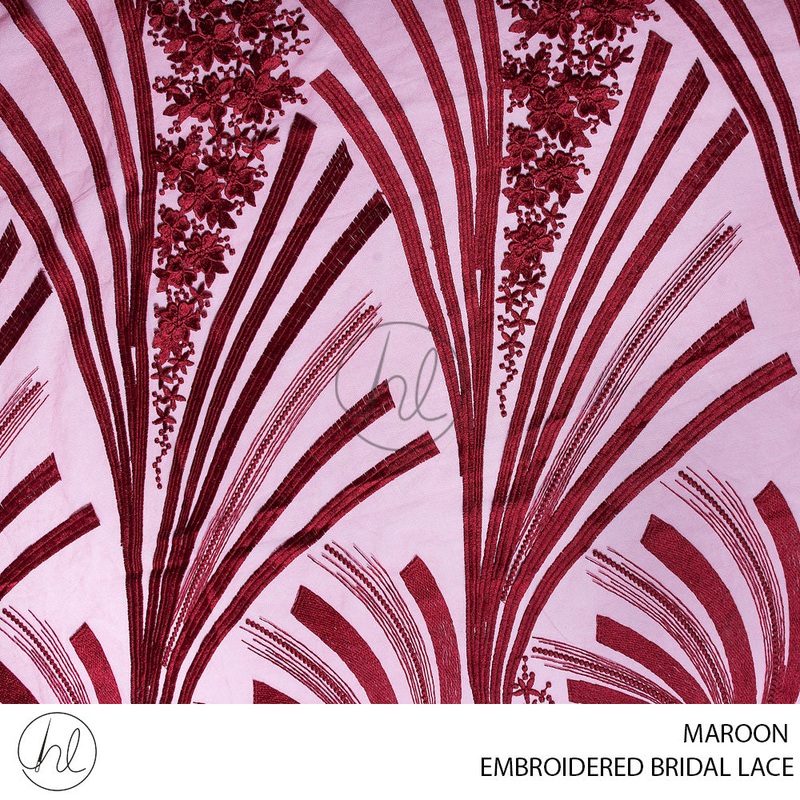 Embroidered Bridal Lace 56 Maroon 140cm Per M