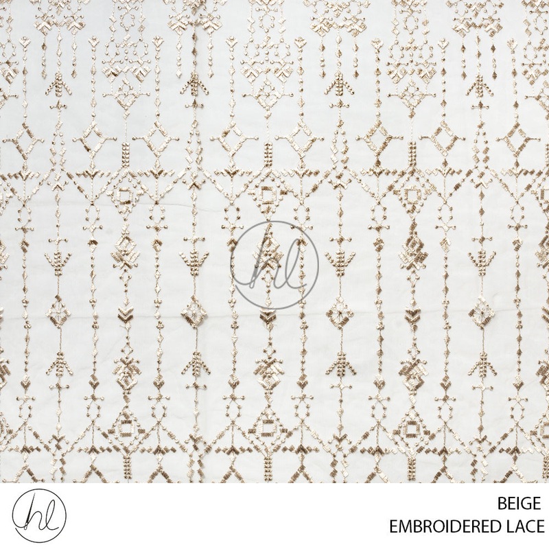 Embroidered Lace 51 Beige 140cm Per M