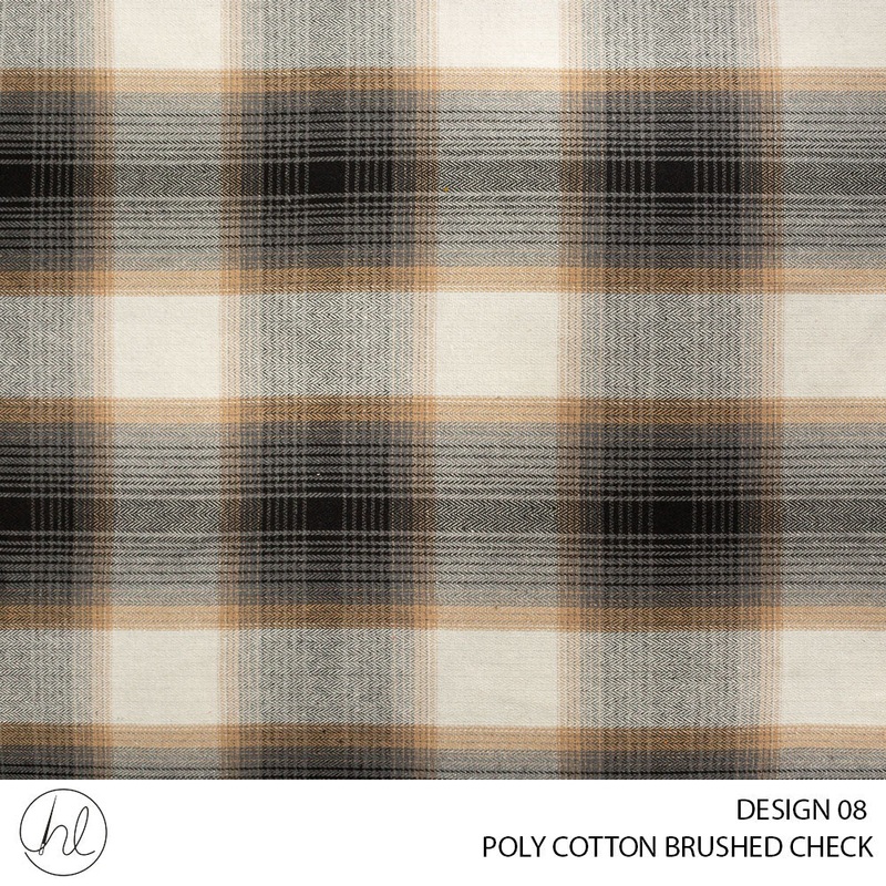 Poly Cotton Brushed Check 56 Beige 140cm Per M