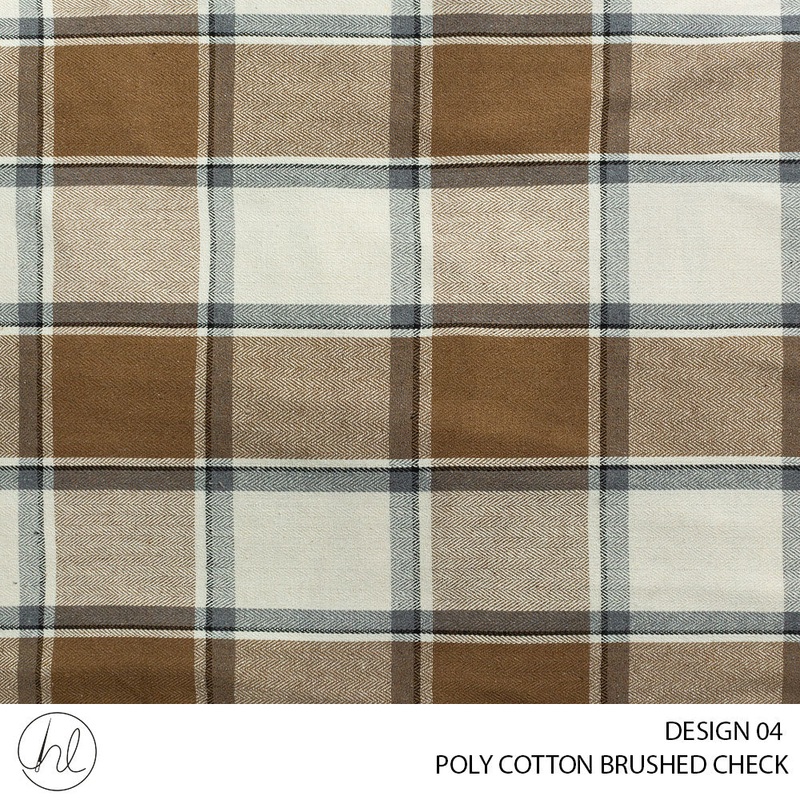 Poly Cotton Brushed Check 56 Brown 140cm Per M