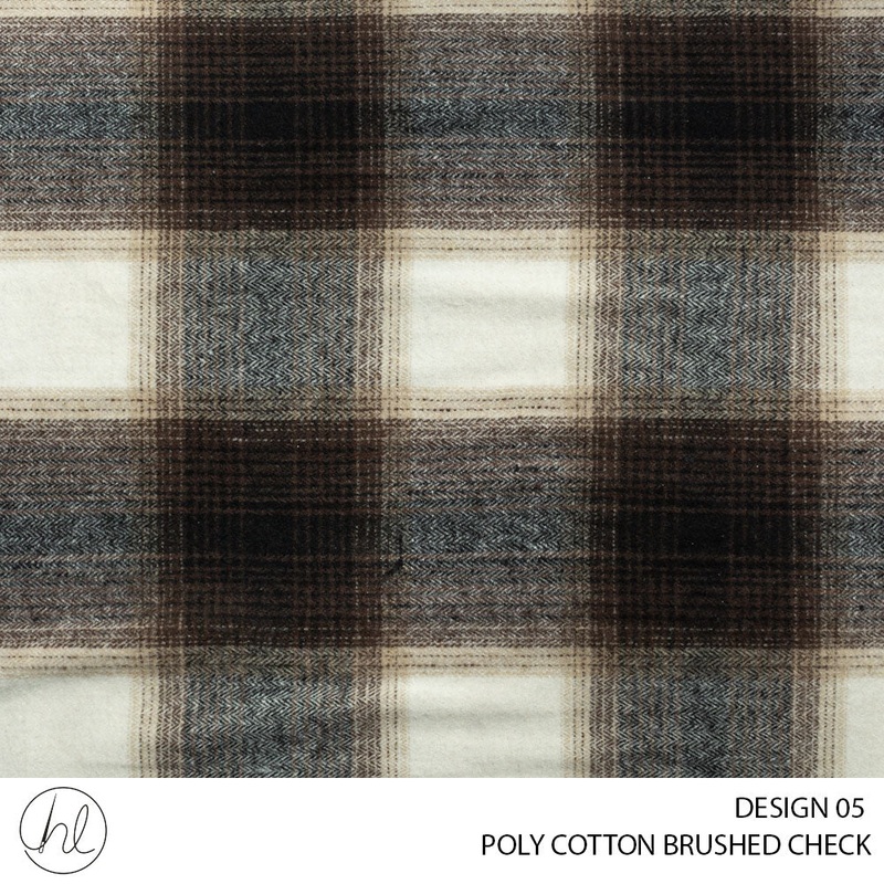 Poly Cotton Brushed Check 56 Ivory 140cm Per M