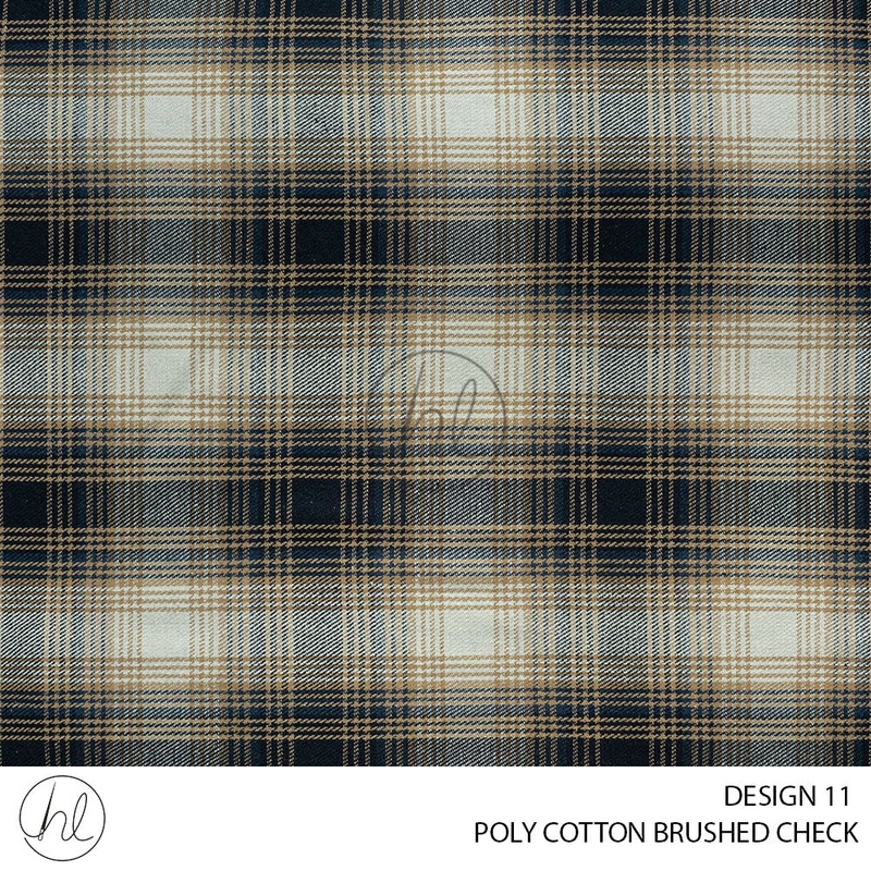 Poly Cotton Brushed Check 56 Navy 140cm Per M