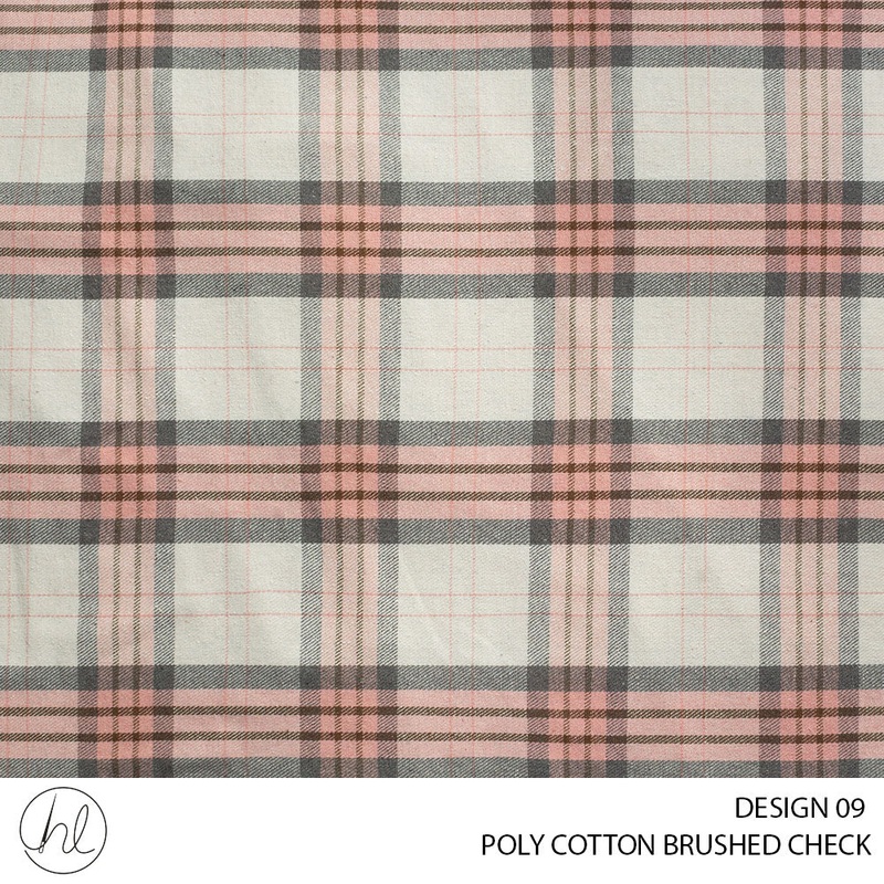 Poly Cotton Brushed Check 56 Pink 140cm Per M