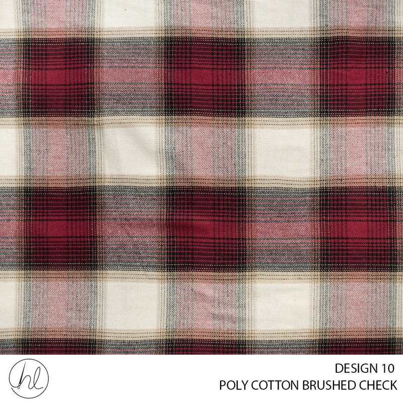 Poly Cotton Brushed Check 56 Red 140cm Per M