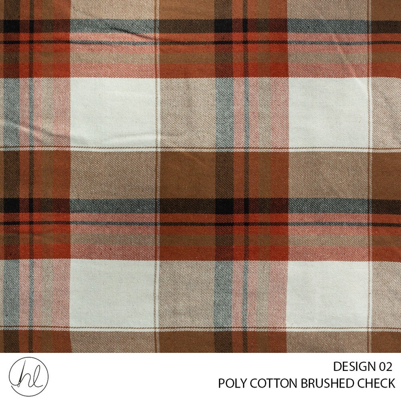 Poly Cotton Brushed Check 56 Rust 140cm Per M