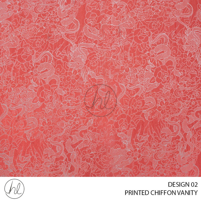 Printed Chiffon Vanity  51 Coral Design 02 150cm Per M