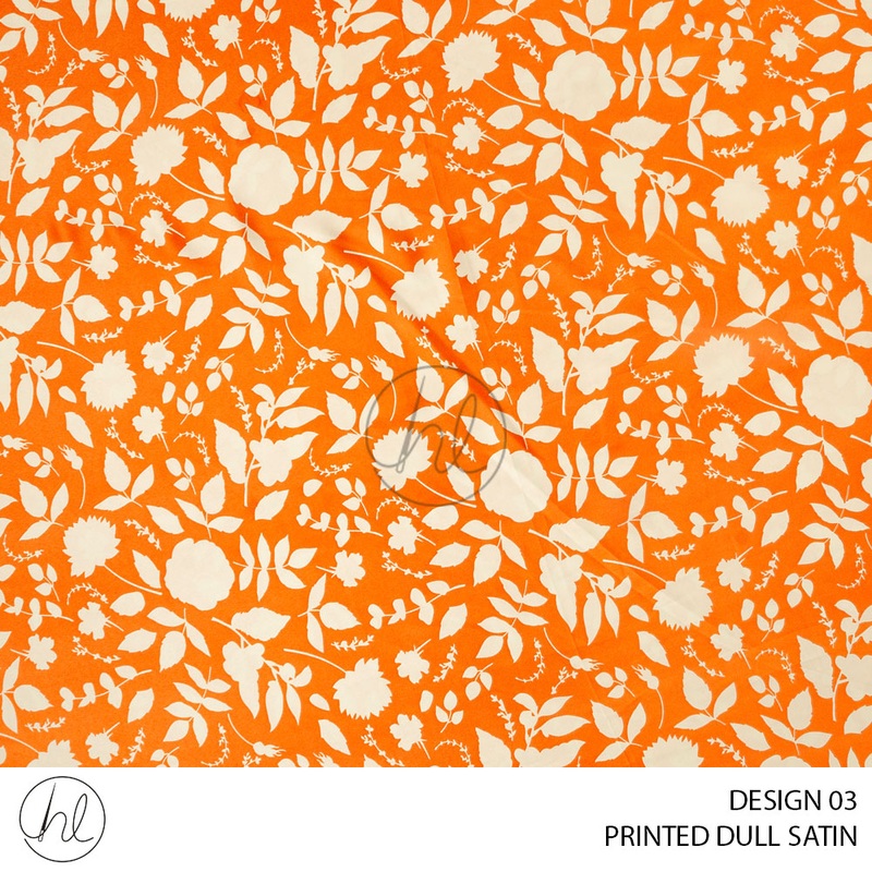 Printed Dull satin 51 Orange Design 03 150cm Per M