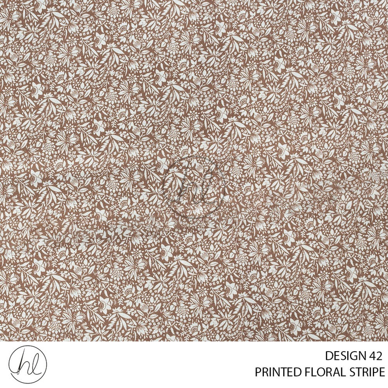 Printed Floral Stripe 51 Brown Design 42 150cm Per M