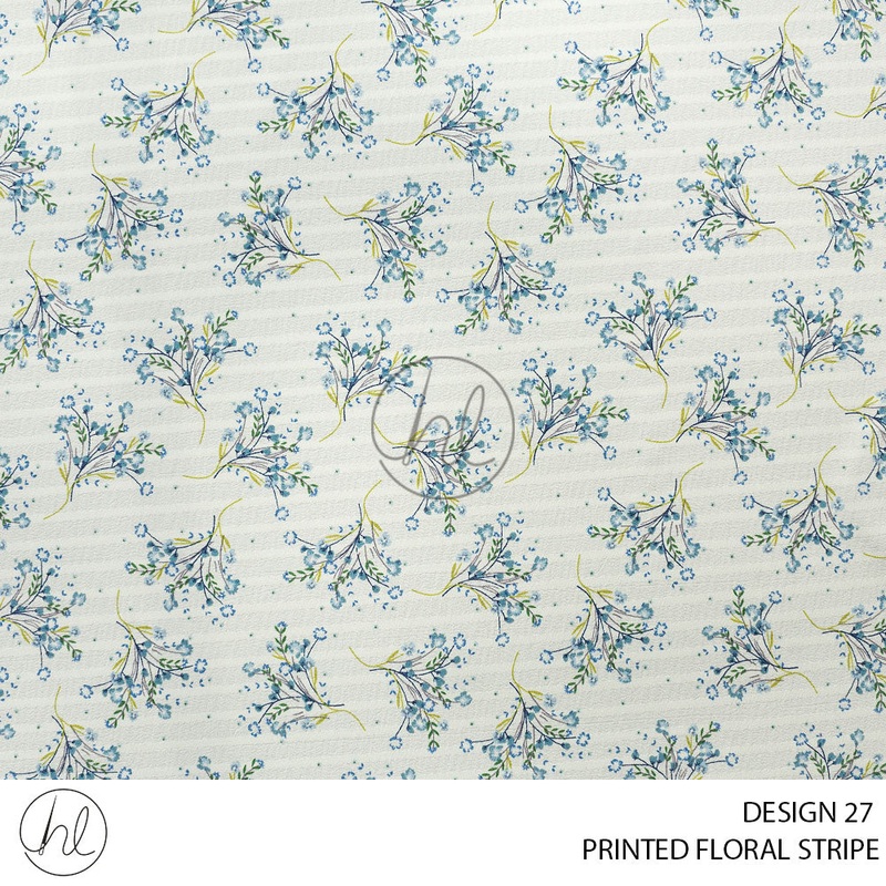 Printed Floral Stripe 51 Off White Design 27 150cm Per M