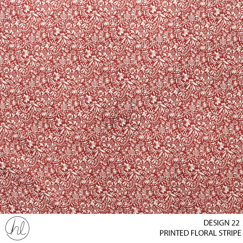 Printed Floral Stripe 51 Red Design 22 150cm Per M