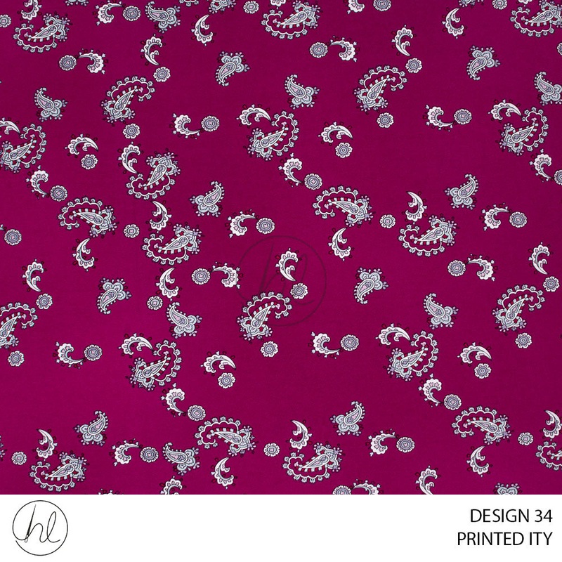 Printed ITY 51 Purple Design 34 150cm Per M