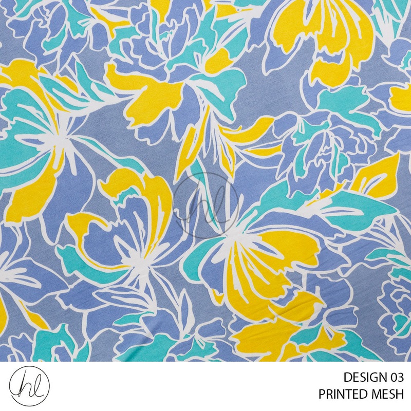 Printed Mesh 51 Baby Blue Design 03 150cm Per M