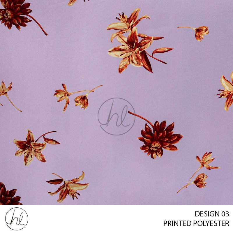 Printed Polyester Miori 51 Lilac Design 03 150cm Per M