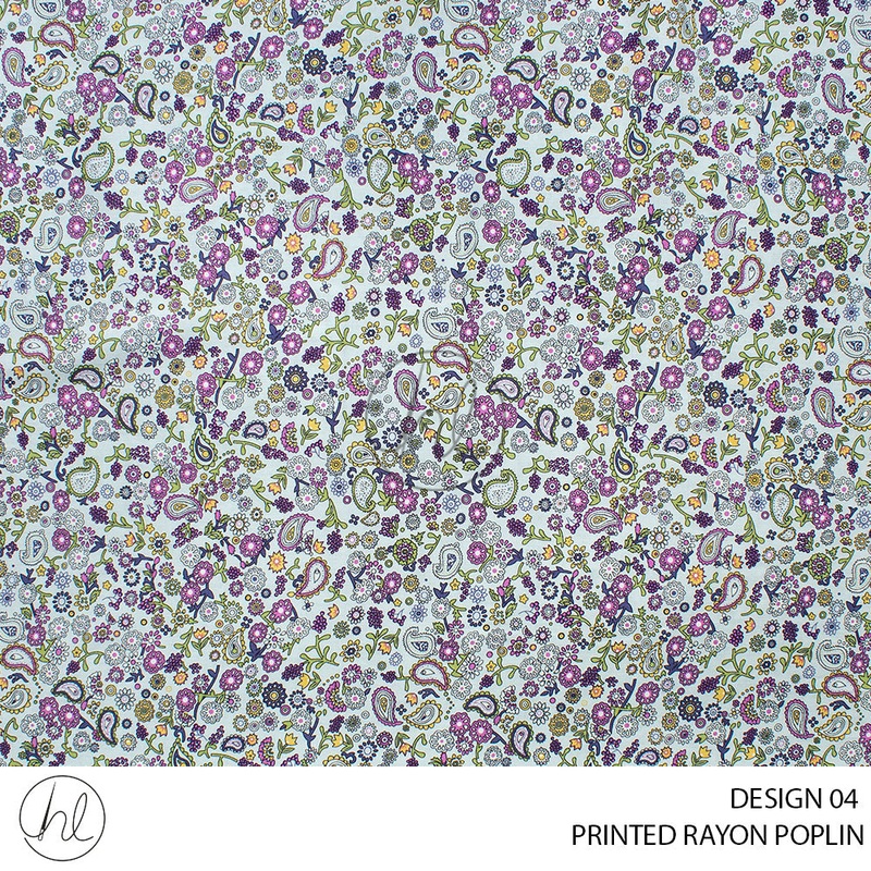Printed rayon Poplin 51 Blue Design 04 145cm Per M