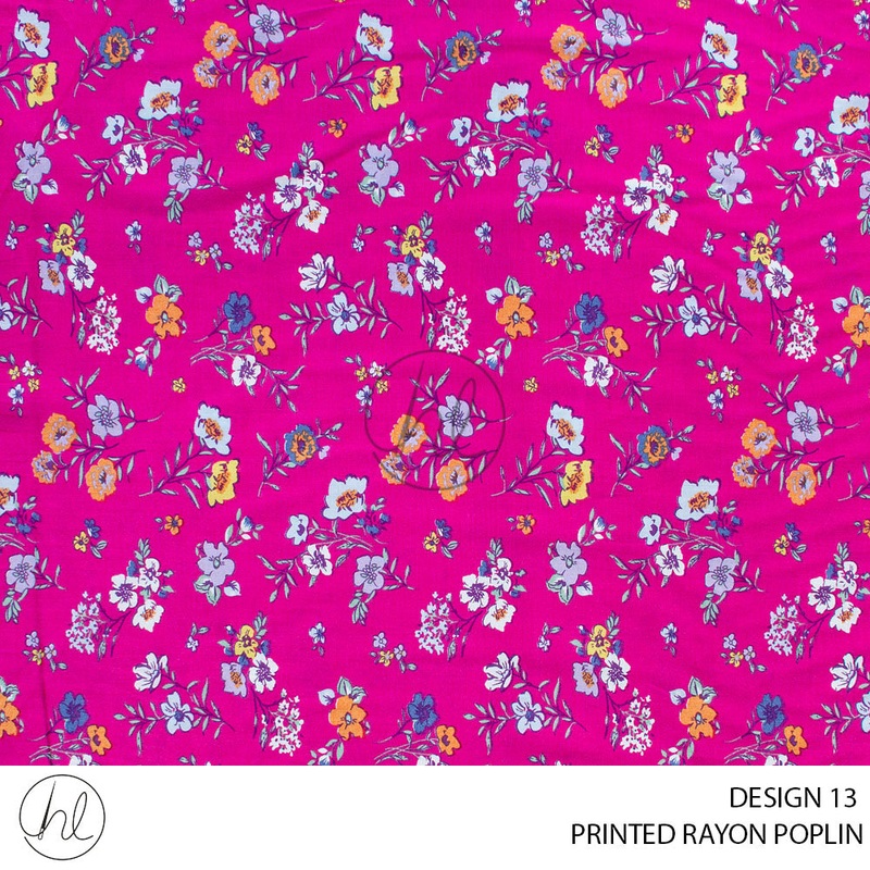 Printed rayon Poplin 51 Fushia design 13 145cm Per M