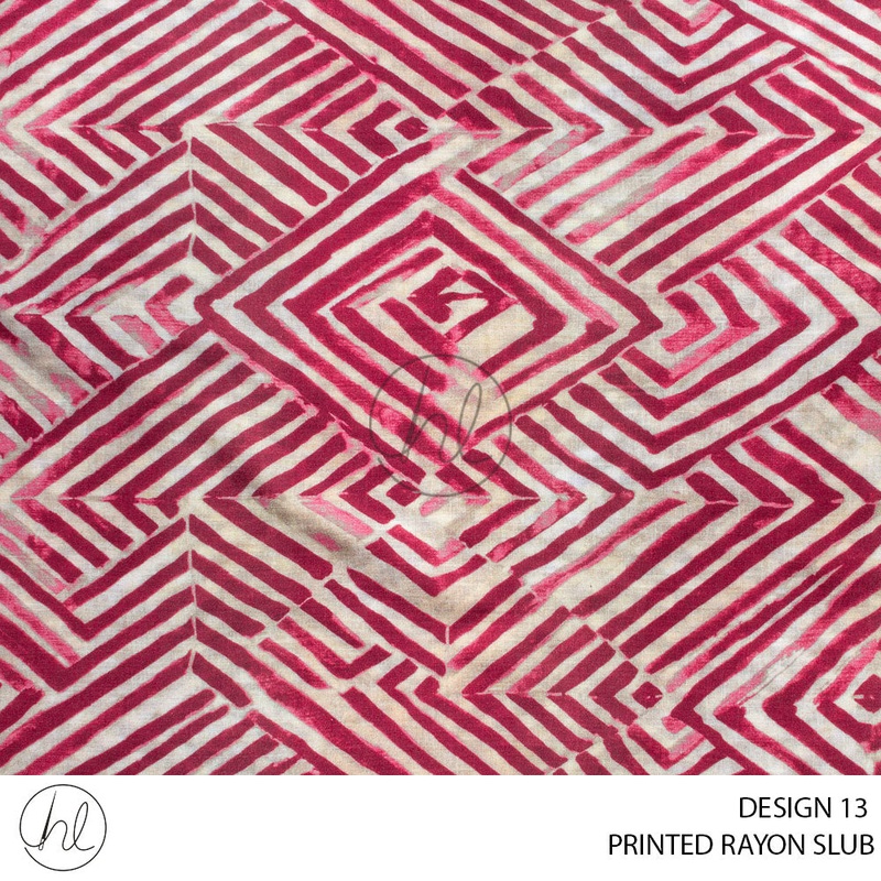 Printed Rayon Slub 56 Pink Design 13 140cm Per M