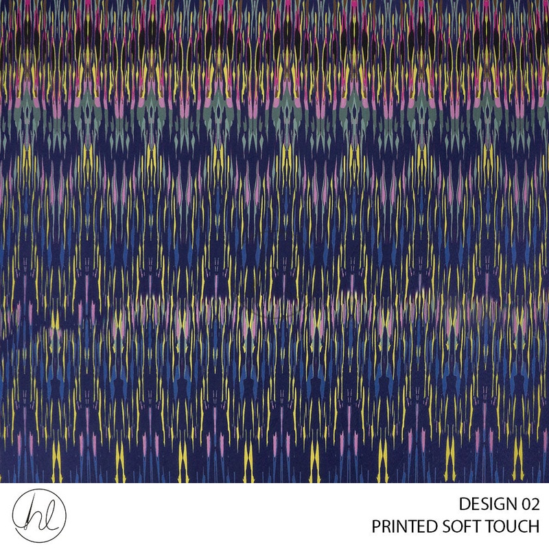 Printed Soft Touch 59 Navy Design 02 150cm Per M