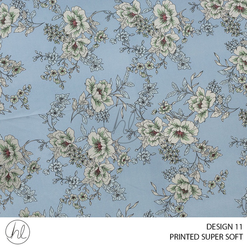 Printed Super Soft 51 Blue Design 11 150cm Per M