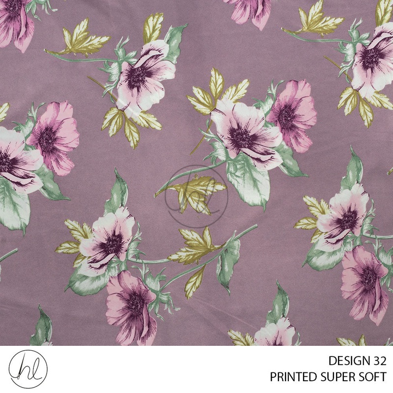 Printed Super Soft 51 Dark Mauve Design 32 150cm Per M
