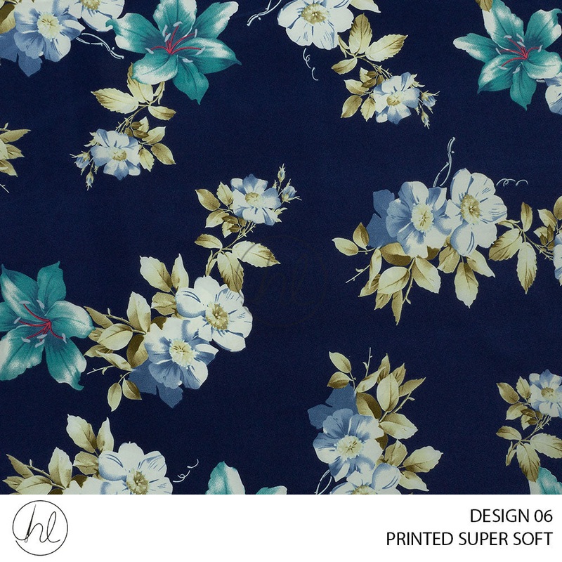 Printed Super Soft 51 Navy Design 06 150cm Per M
