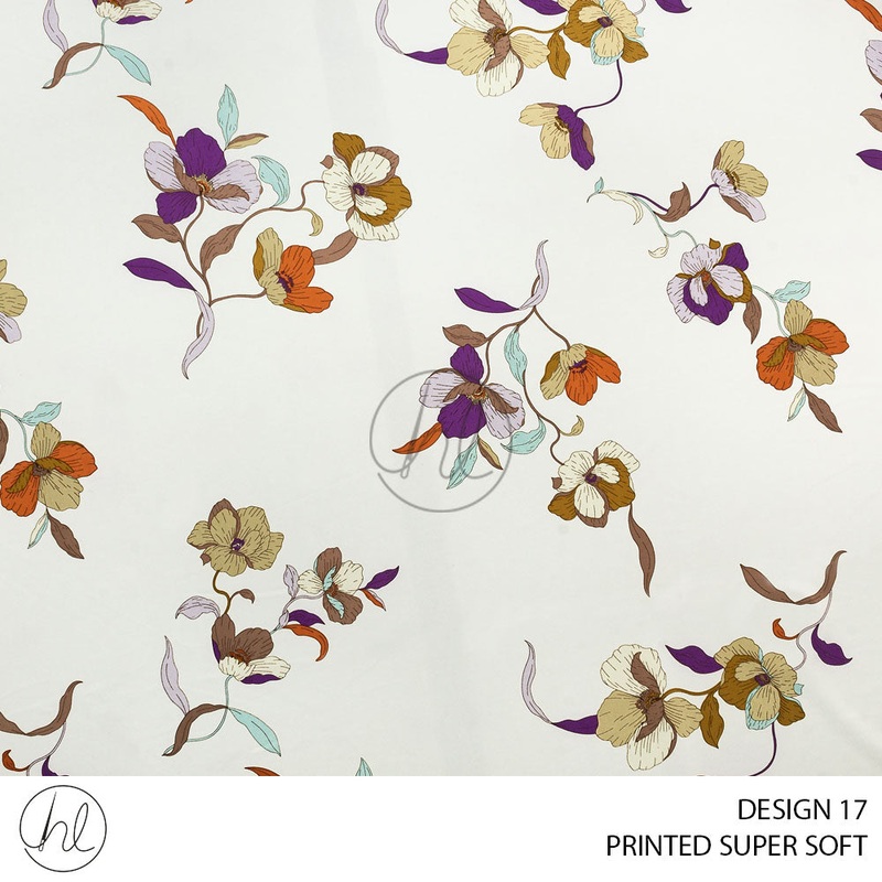 Printed Super Soft 51 Off White Design 17 150cm Per M