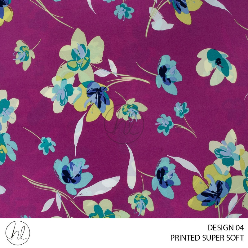 Printed Super Soft 51 Plum Design 04 150cm Per M