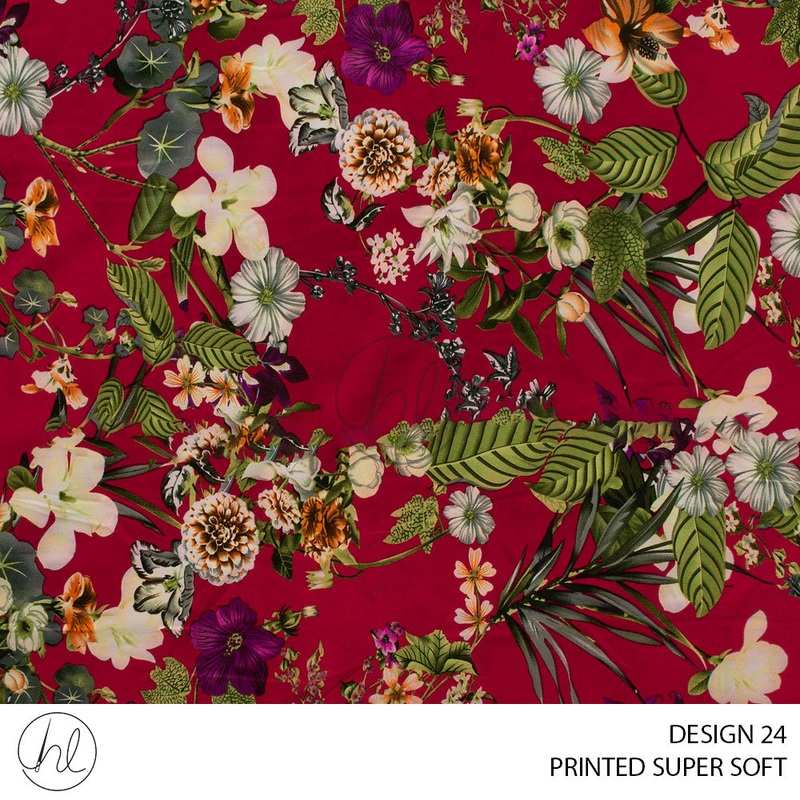 Printed Super Soft 51 Red Design 24 150cm Per M