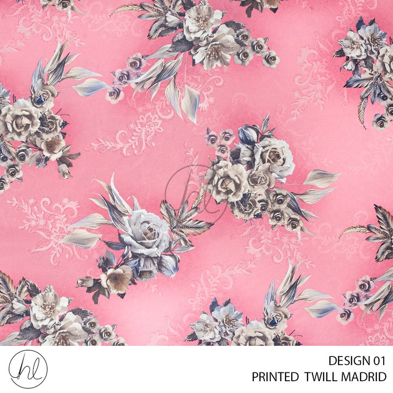 Printed Twill Madrid 53 Pink Design 01 150cm Per M