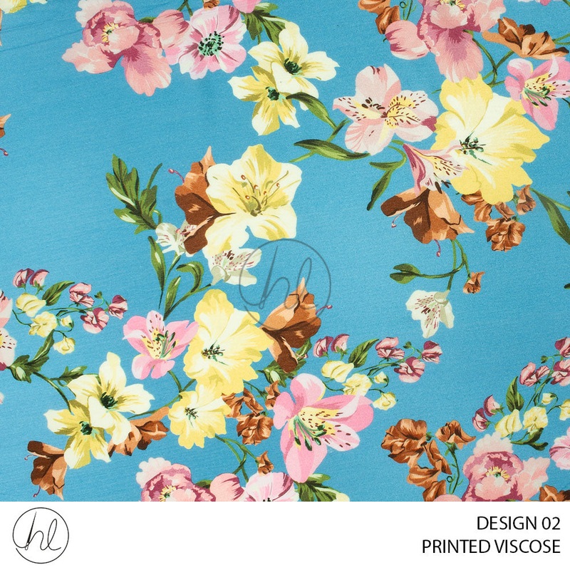 Printed Viscose Amber 51 Turquoise Design 02 150cm Per M
