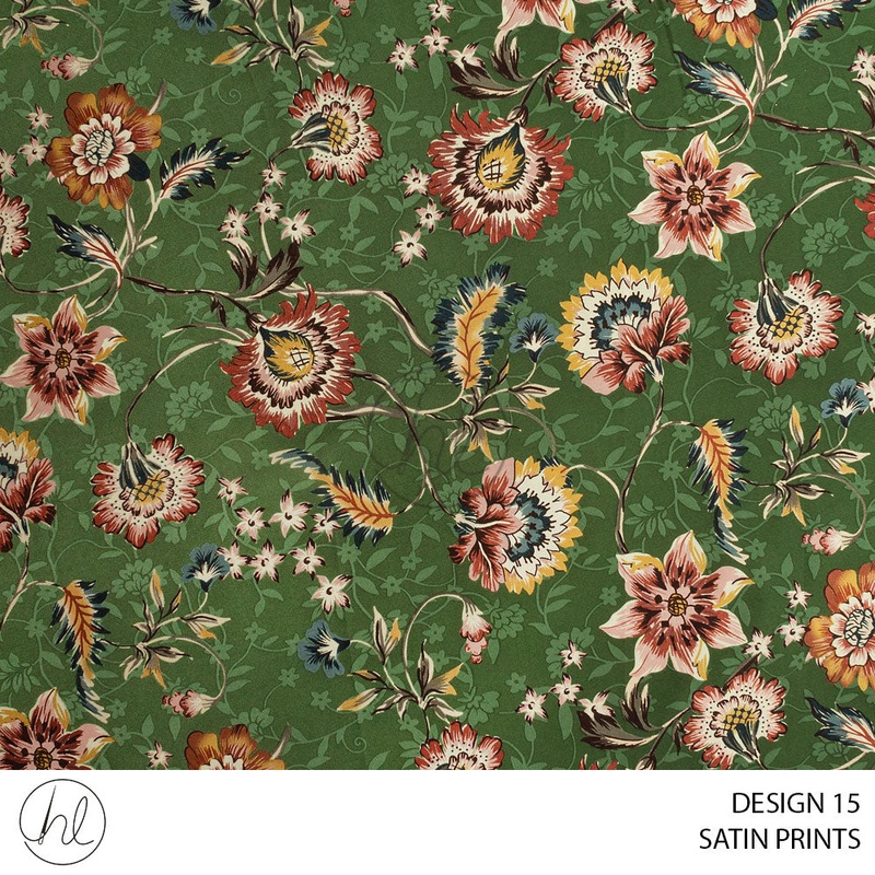 Satin Prints 51 Green Design 15 150cm Per M