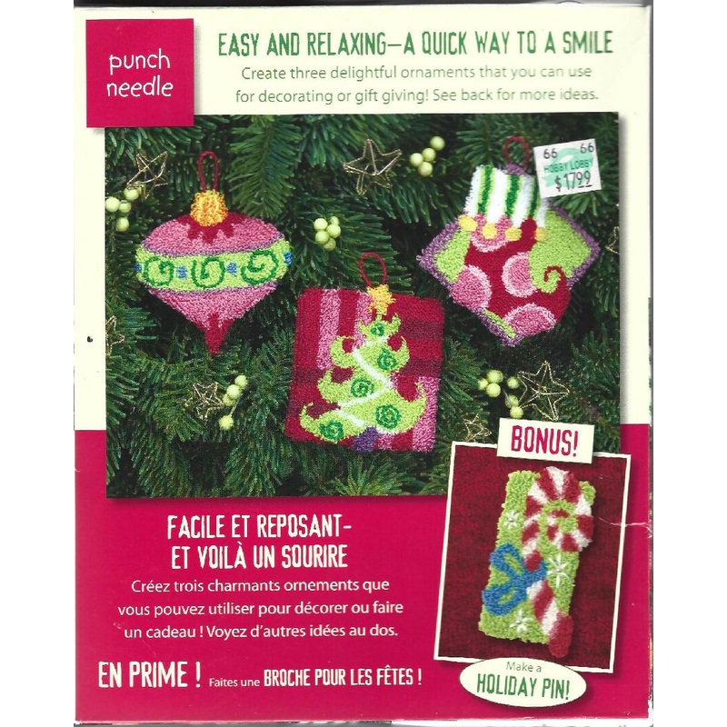 3 Punch Needle Christmas Ornaments kit by Dimensions