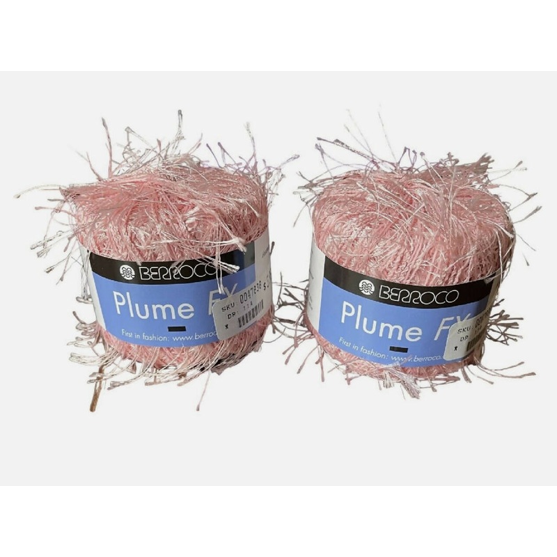 Berroco Plume FX Novelty Eyelash Yarn Lot of 2 Color 6716 Dye Lot 13 100% Poly
