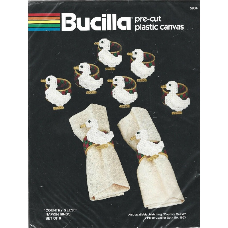 Bucilla "Country Geese" Pre-cut plastic canvas Napkin rings - set of 8
