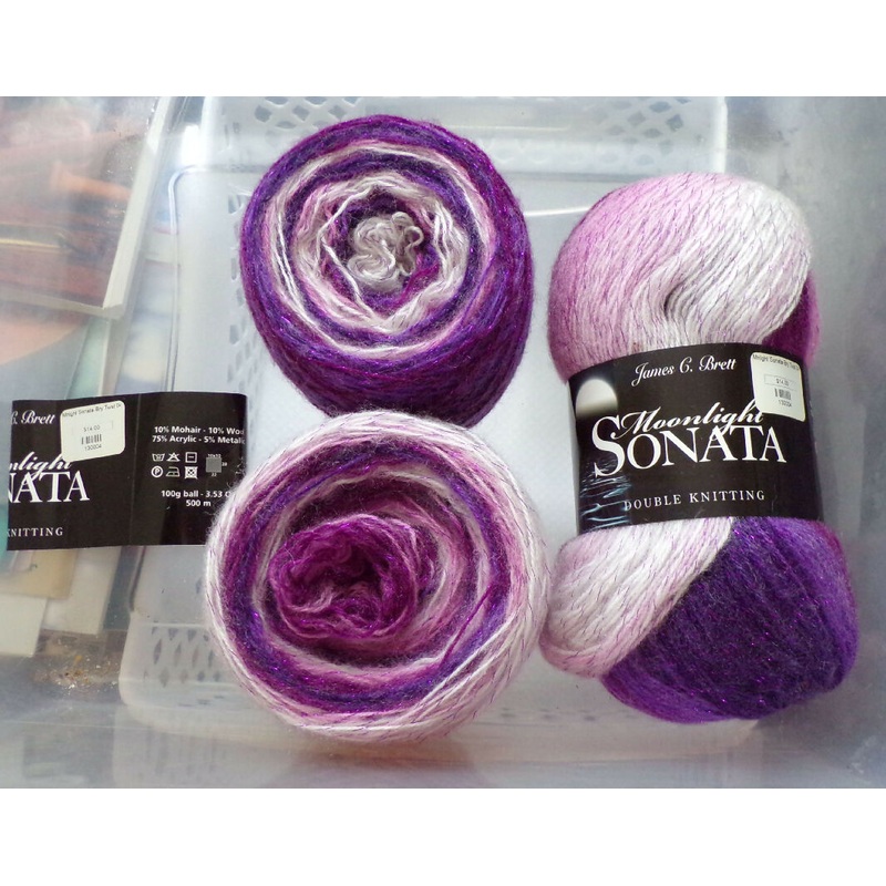 Moonlight Sonata Double Knitting Purple to White Ombre 1 Full Skein Plus 6.8 Ounces Reclaimed