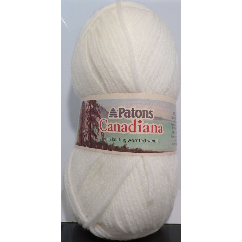 Patons 'Canadiana' White; Worsted; Acrylic; Lot of 5 Skeins