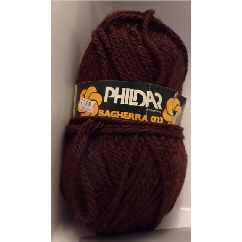 Phildar 'Bagherra 023'; Brown; Acrylic; Vintage, 5 Full Skeins Plus Extra