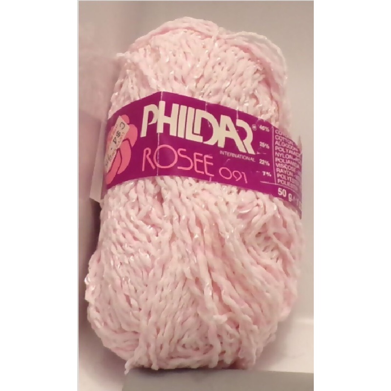 Phildar 'Rosee 091'; Pink; Cotton, Nylon; Lot of 6 Plus 1.6 oz. Extra