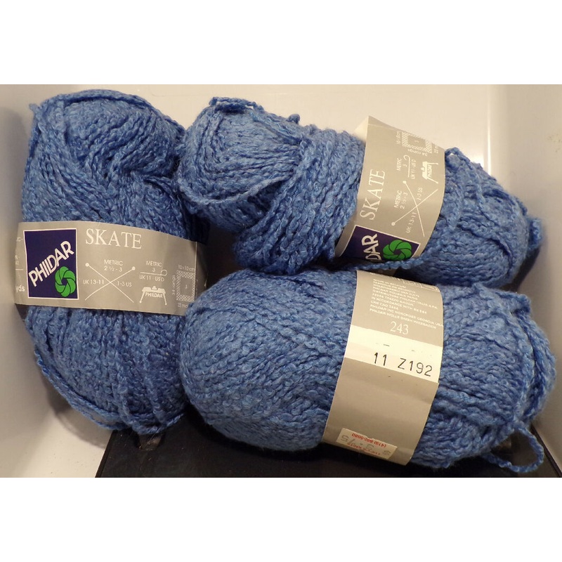 Phildar 'Skate' Blue; Acrylic, Cotton; Lot of 2 Skeins plus extra