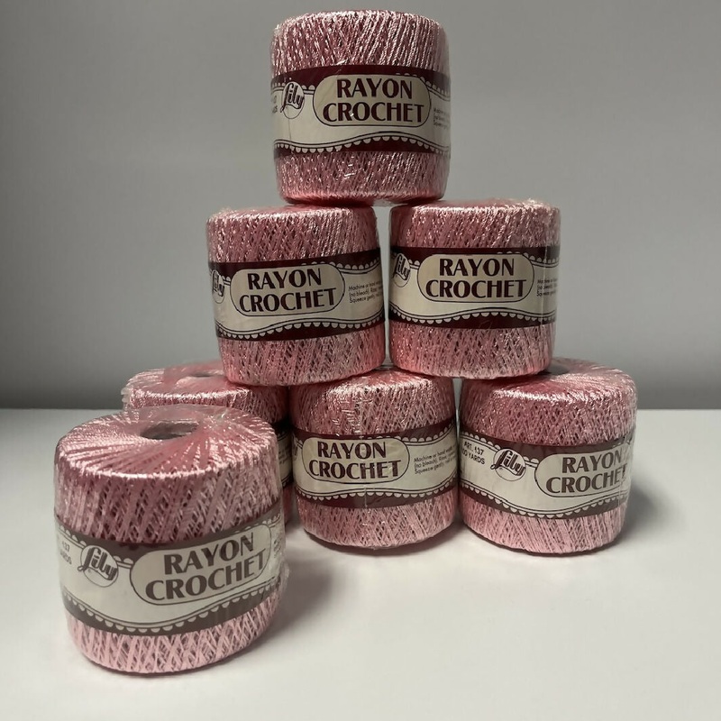 Pink Lily Rayon Crochet Yarn - 7 Skeins