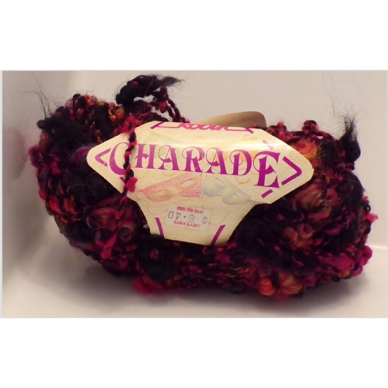 Robin 'Charade; Black-Purple Slubby; Acrylic, Mohair; Lot of 6 Skeins: Vintage