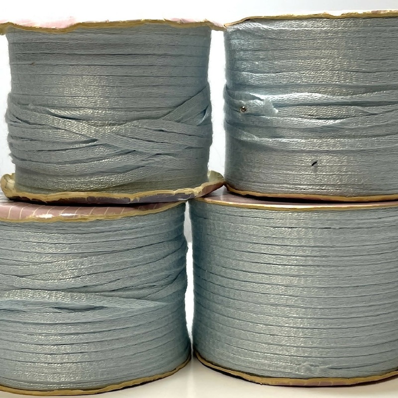 Vintage Berroco Glace 1/8" Rayon Ribbon in Baby Blue - 3.5 Rolls
