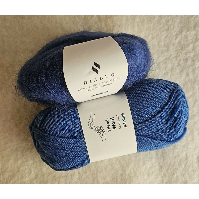 Wool and Mohair Yarn Set -- Royal Blue