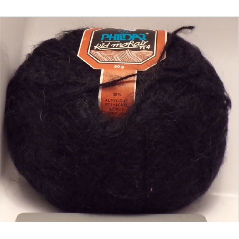 Phildar 'Kid Mohair No 4', Acrylic, Kid Mohair; Black; Vintage, Lot of 3