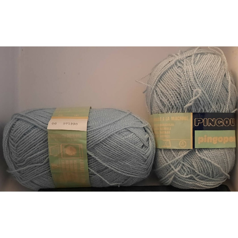 Pingouin 'Pingoperle' Lt Blue; 3 ply; Lot of 4; Acrylic, Wool; Vintage