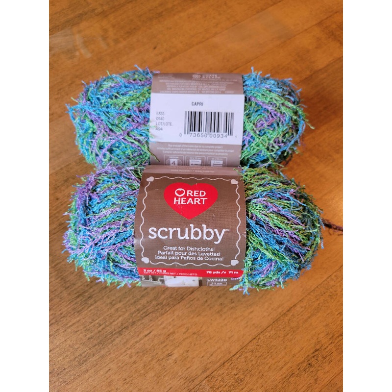 Red Heart Scrubby Yarn: Capri, 2 (3oz) skeins
