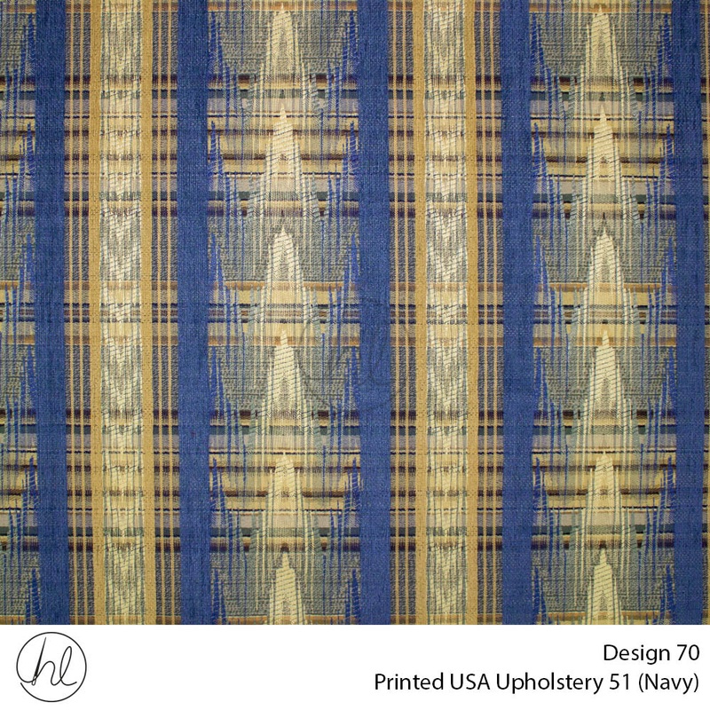 Printed USA Upholstery 51 Design 70 Navy/Gold 140cm Wide Per m