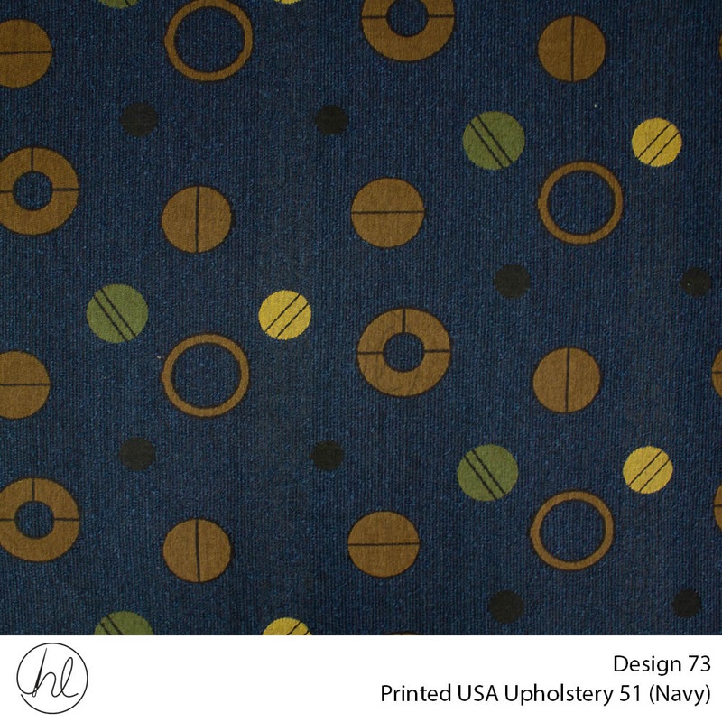 Printed USA Upholstery 51 Design 73 Navy 140cm Wide Per m