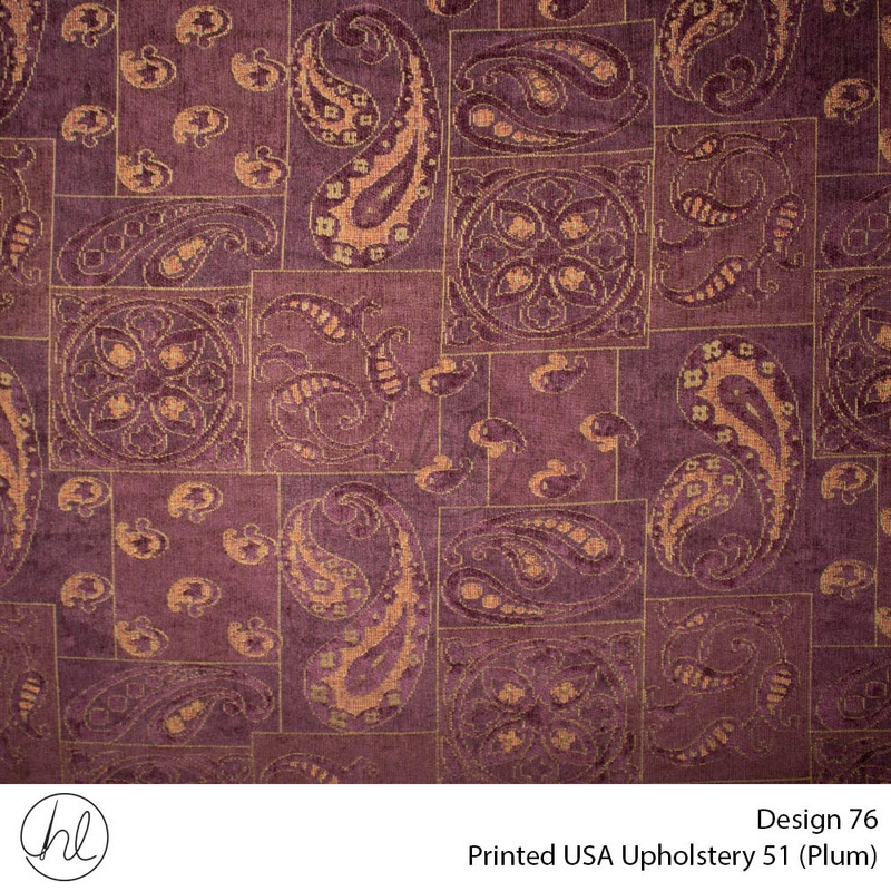 Printed USA Upholstery 51 Design 76 Plum 140cm Wide Per m