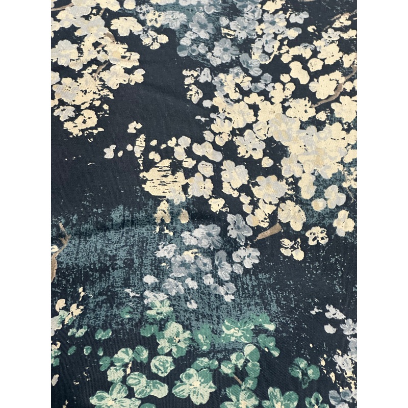 Upholstery Duck Fabric 5 Yard Flat Fold - Flowers on Blue - Richloom
