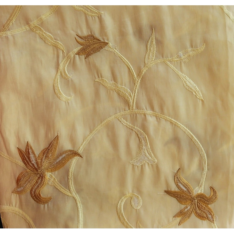 $25 Whole 4 Yard Cut - Embroidered Taffeta Peach 58"